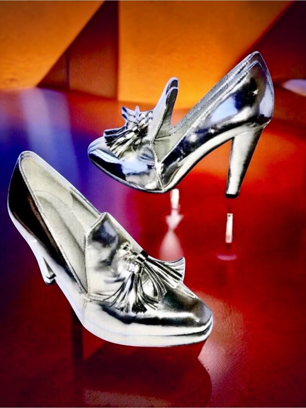 JESSICA BUURMAN Patent Leather Piump Tassel Square Toe